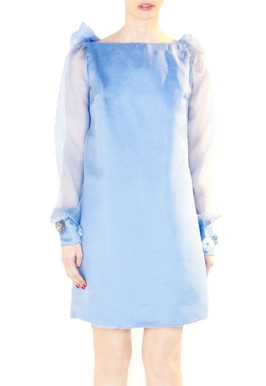 Vestido babydoll azul flores silueta